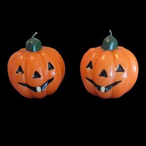 Set of Two Orange Pumpkin Candles